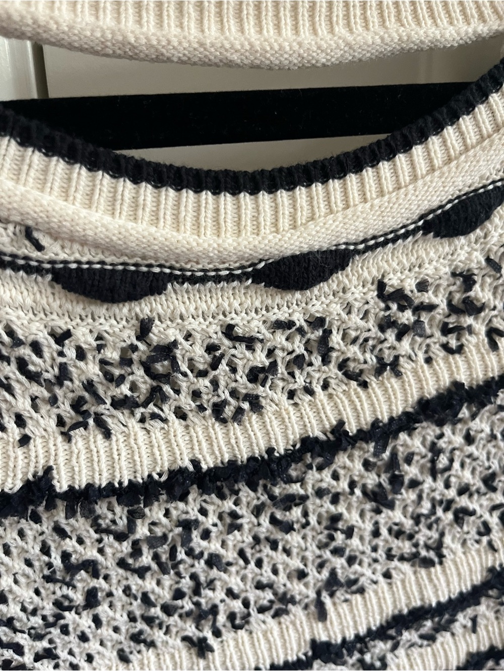 Anthropologie Cream and Black Open Crochet Knit Top - Picture 4 of 4